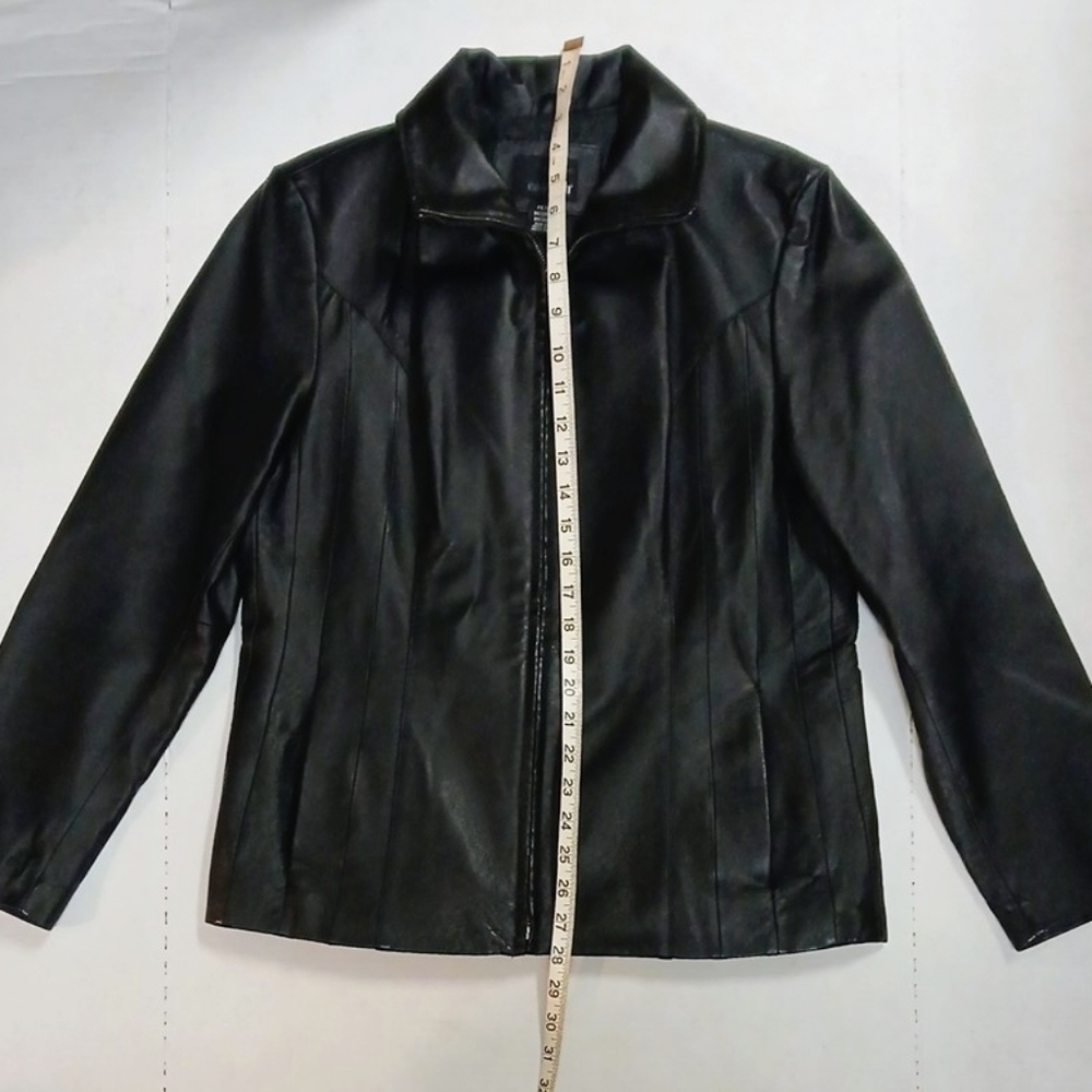 Vintage East 5th Women's Classic Black Genuine Leather Jacket Size Petite Medium - Picture 9 of 12